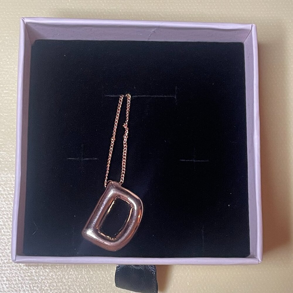 Pixie The Penguins Rose Gold Initial 'D' Necklace - image 3